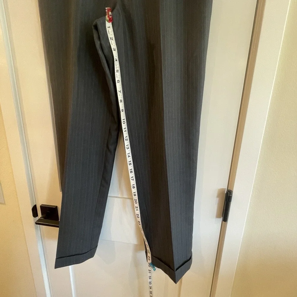 Angelo Rossi Mens Trousers Slacks Pants Suit Gray With Blue Pin‎ Stripe 35 x 30